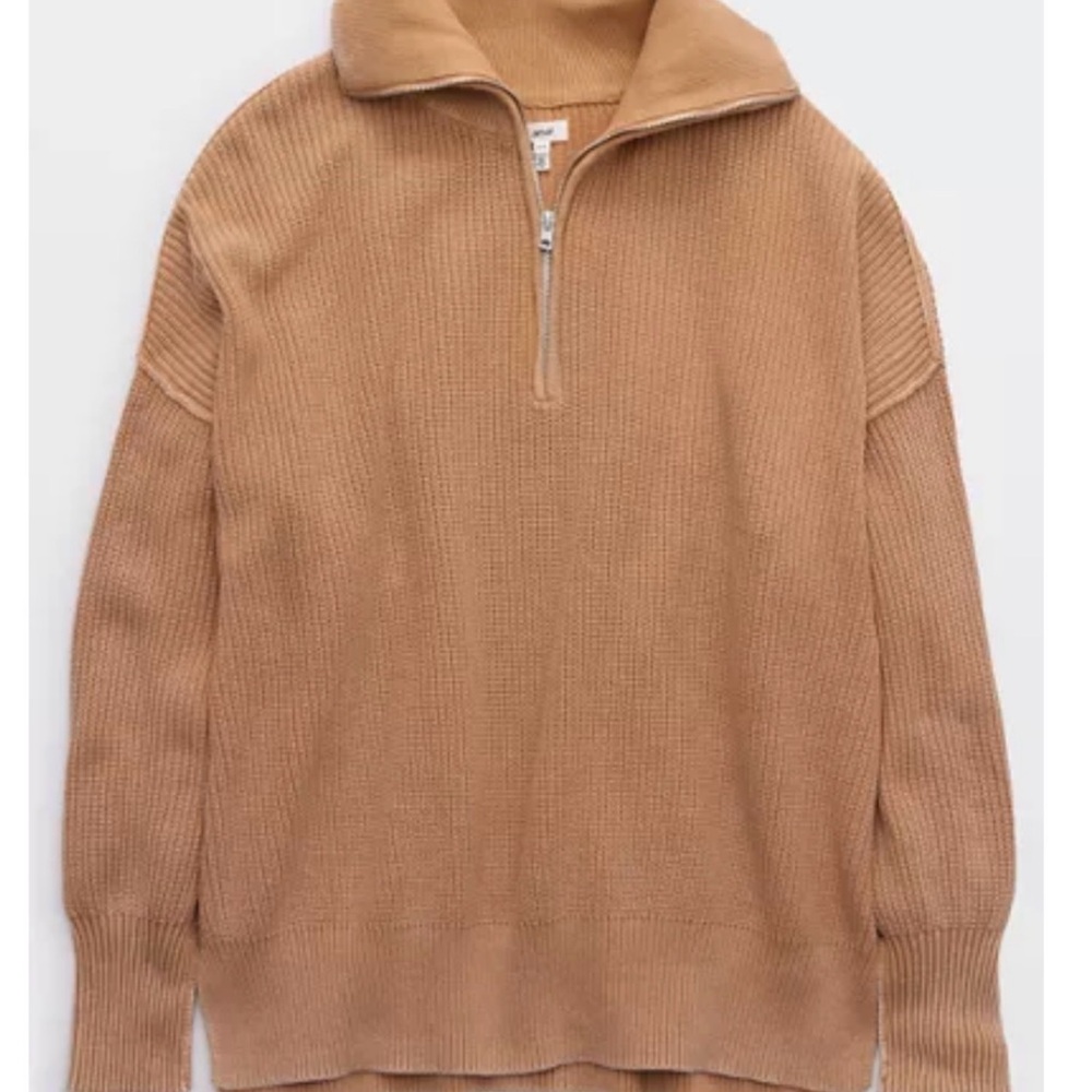 Aerie tan oversized quarter zip